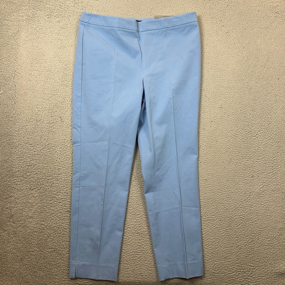 NEW Talbots Pants Womens 14 Plus Chatham Ankle Light Blue Slim Leg Side Zip